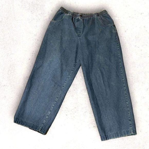 Vintage Blair Medium Petite Wide Leg Mom Jeans Elastic Waist - Picture 4 of 11